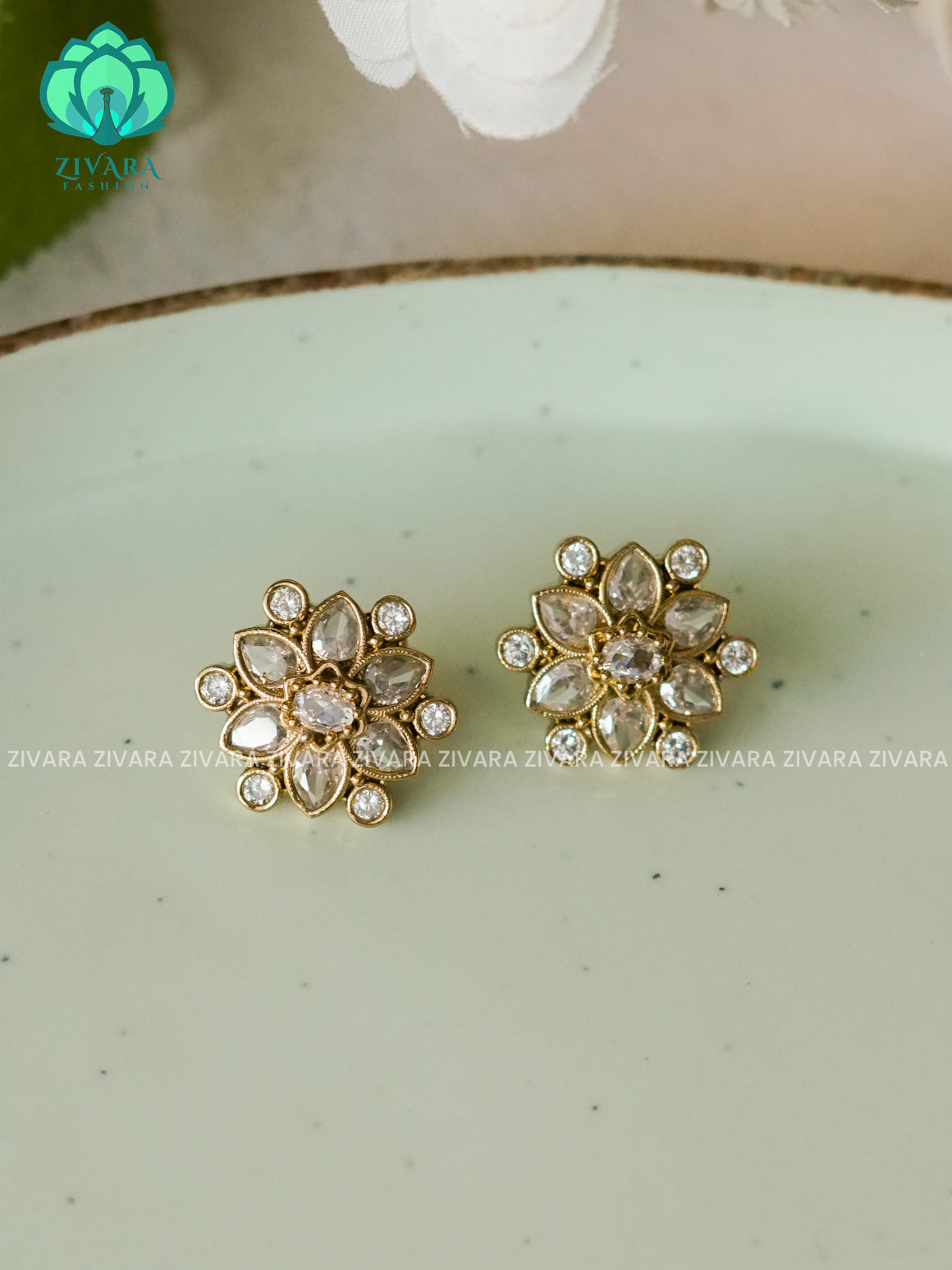 SMALL SIZE REAL KEMP STUD - latest jewellery collection- zivara fashion
