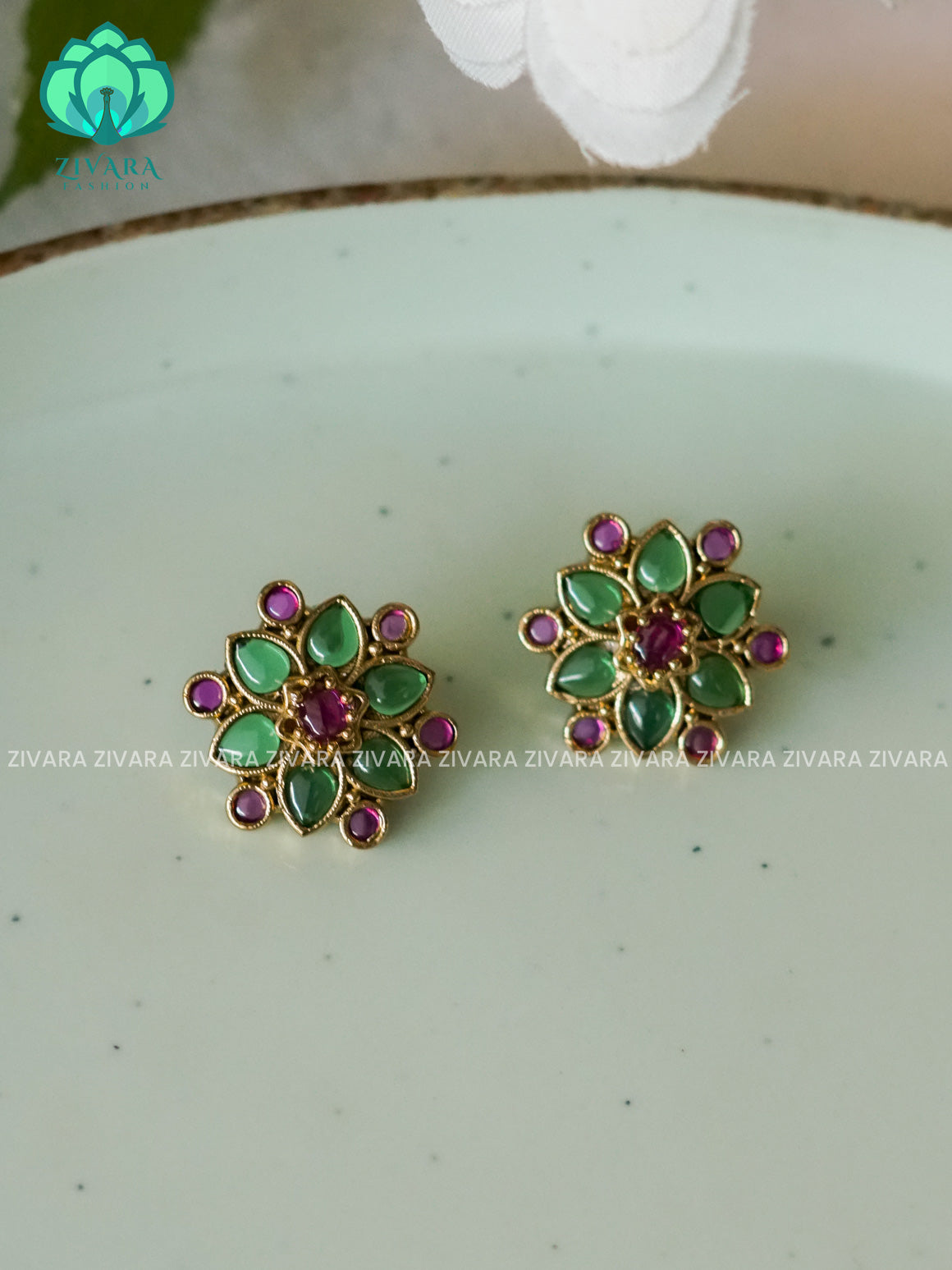 SMALL SIZE REAL KEMP STUD - latest jewellery collection- zivara fashion