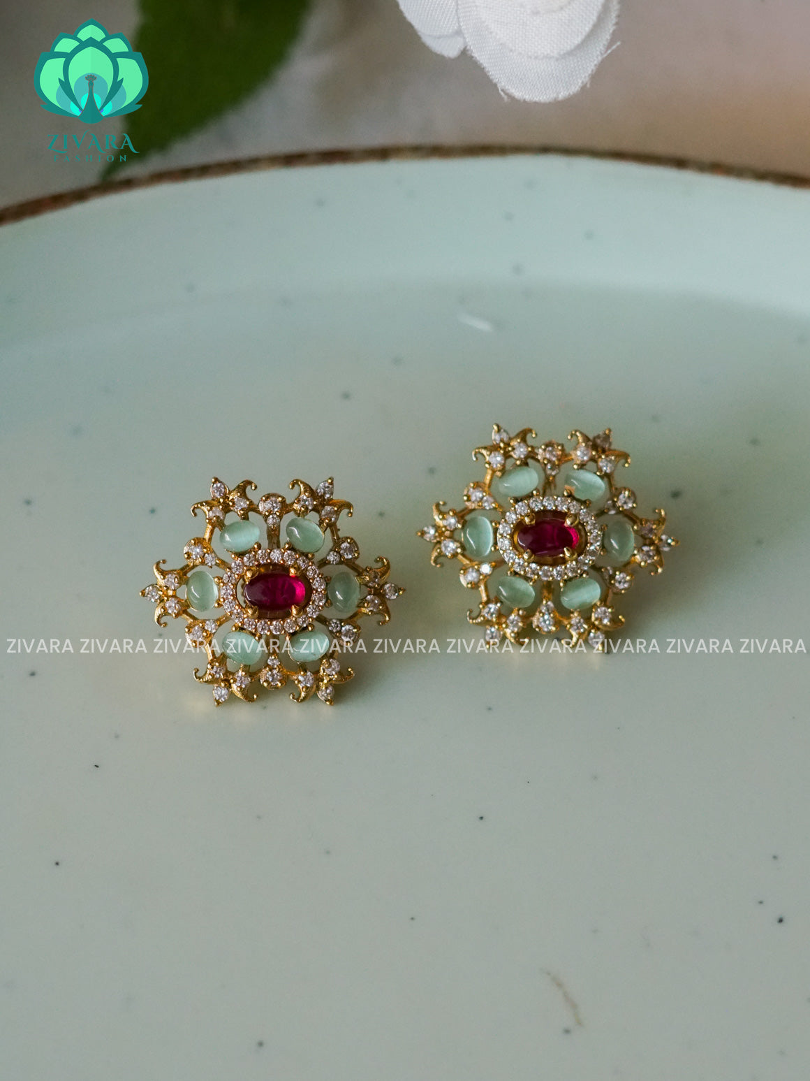 SMALL SIZE REAL KEMP STUD - latest jewellery collection- zivara fashion