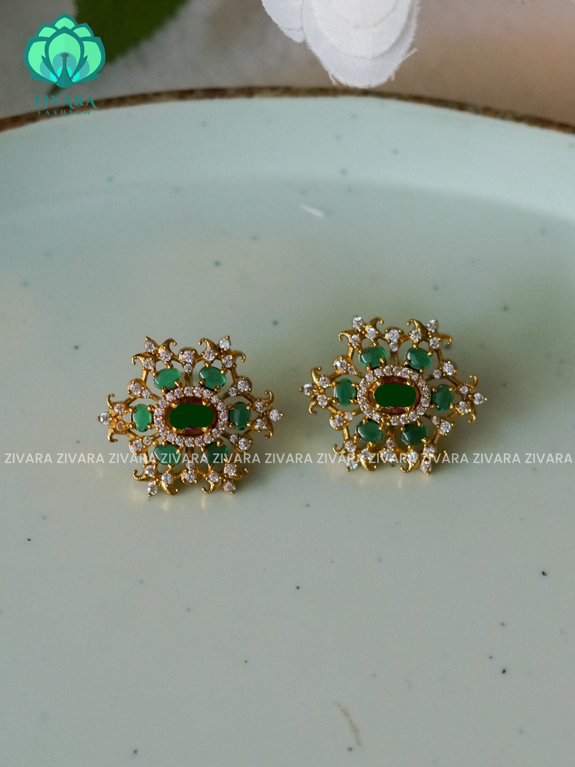 SMALL SIZE REAL KEMP STUD - latest jewellery collection- zivara fashion
