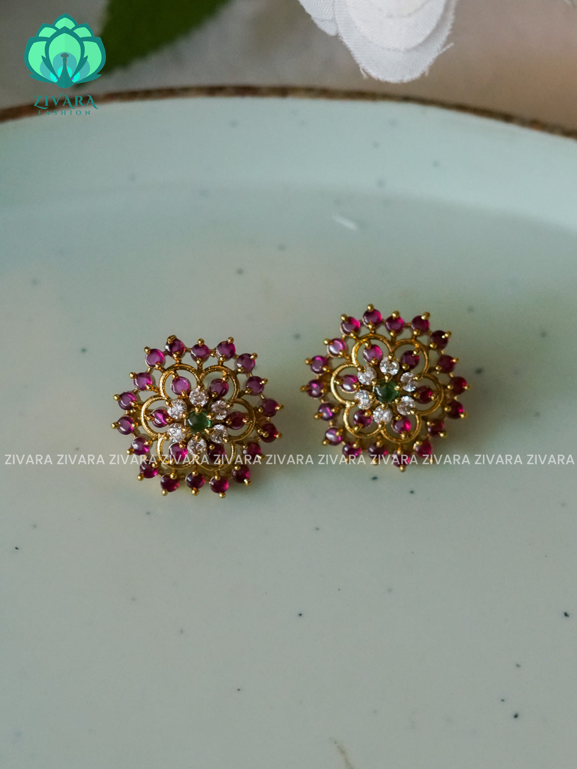 SMALL SIZE REAL KEMP STUD - latest jewellery collection- zivara fashion