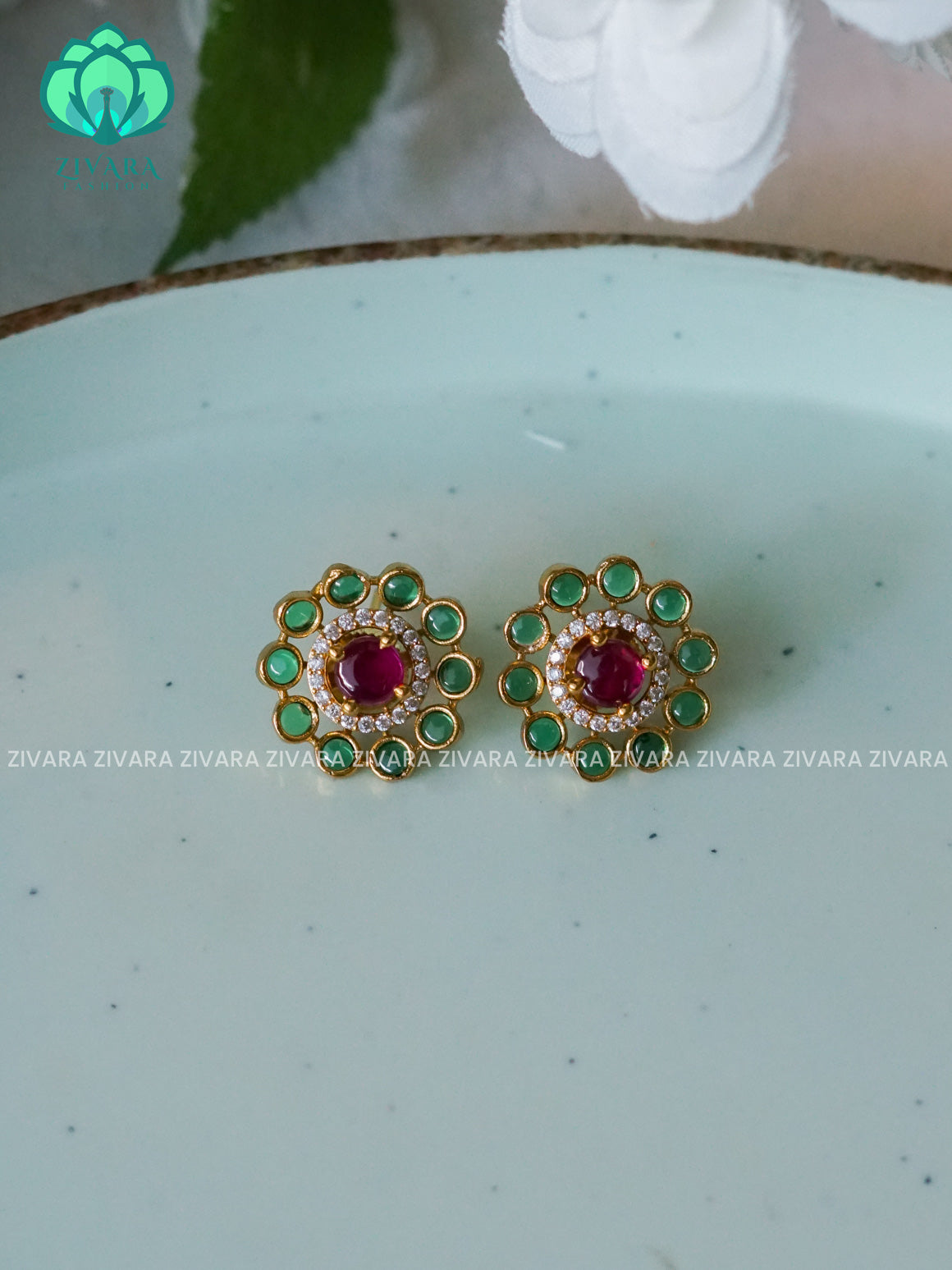 SMALL SIZE REAL KEMP STUD - latest jewellery collection- zivara fashion