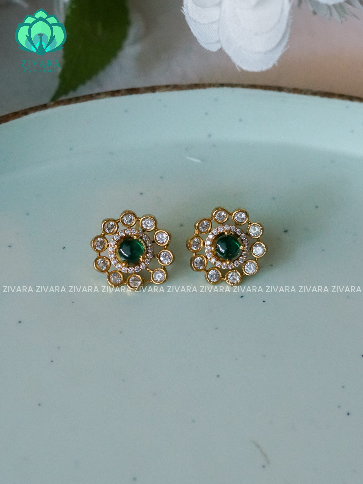 SMALL SIZE REAL KEMP STUD - latest jewellery collection- zivara fashion