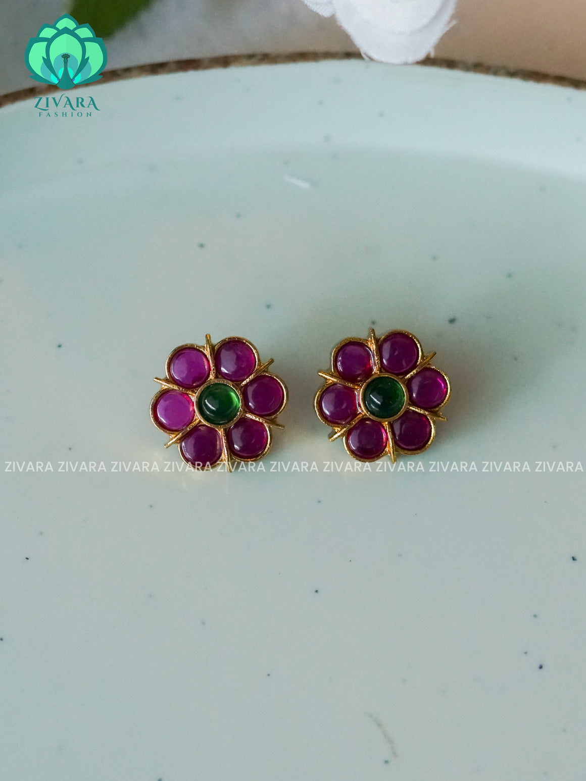 SMALL SIZE REAL KEMP STUD - latest jewellery collection- zivara fashion