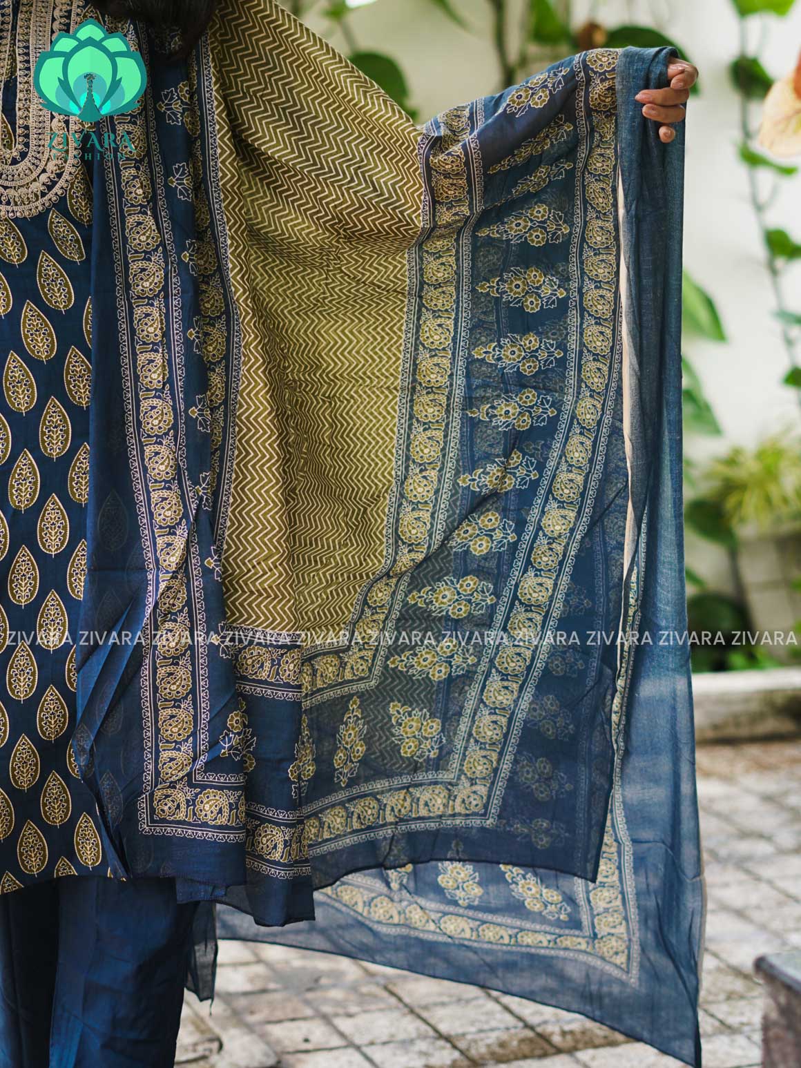 AHAANA - TEAL BLUE - MUL COTTON - SALWAR SUIT WITH DUPATTA - LABEL ZIVARA