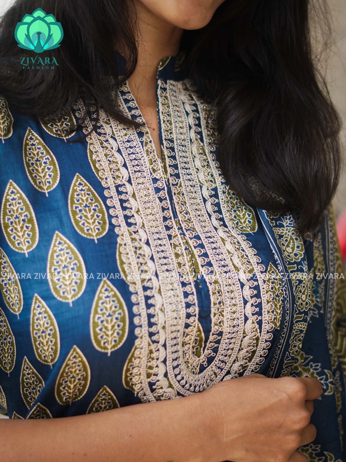 AHAANA - TEAL BLUE - MUL COTTON - SALWAR SUIT WITH DUPATTA - LABEL ZIVARA