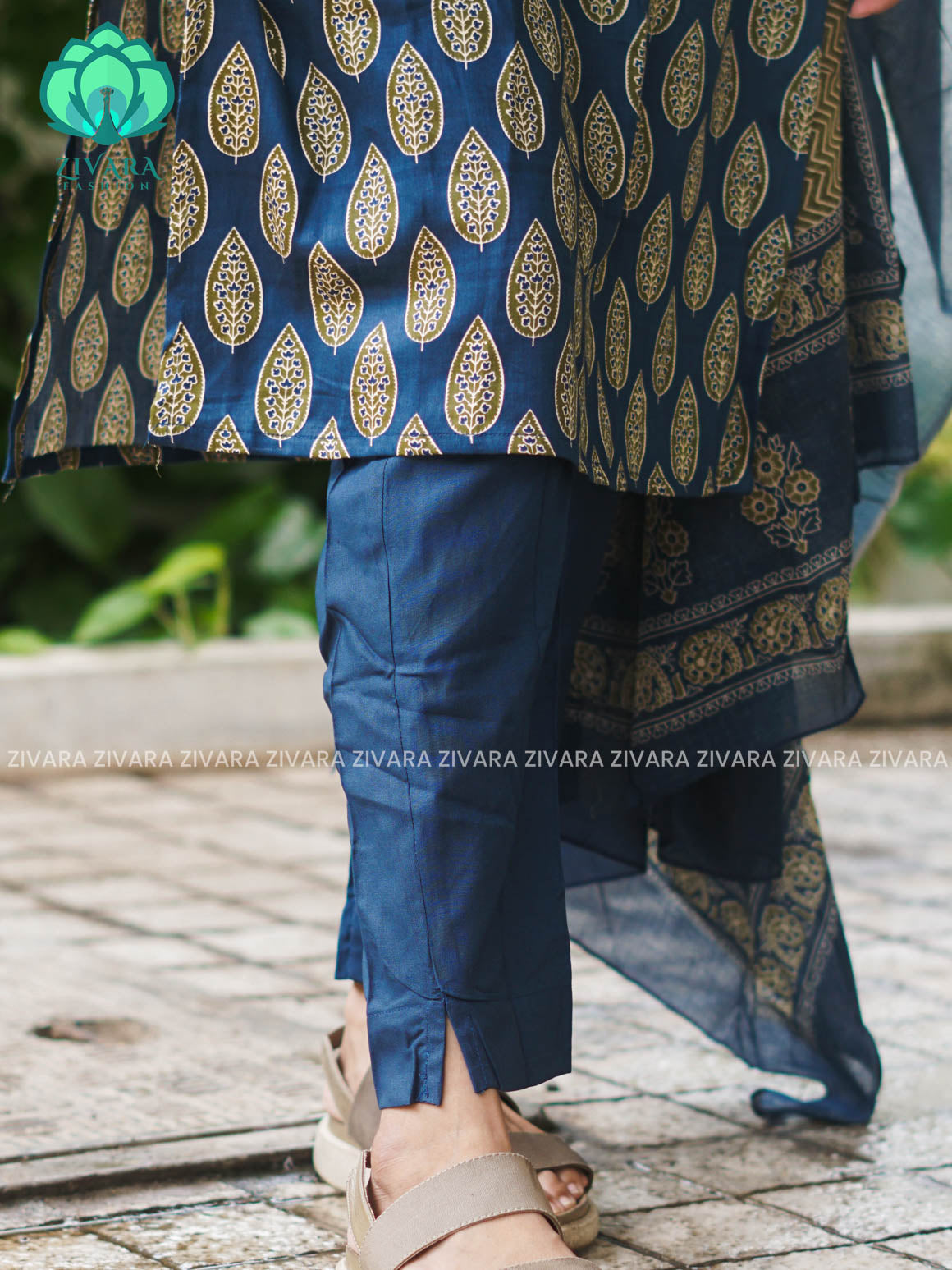 AHAANA - TEAL BLUE - MUL COTTON - SALWAR SUIT WITH DUPATTA - LABEL ZIVARA