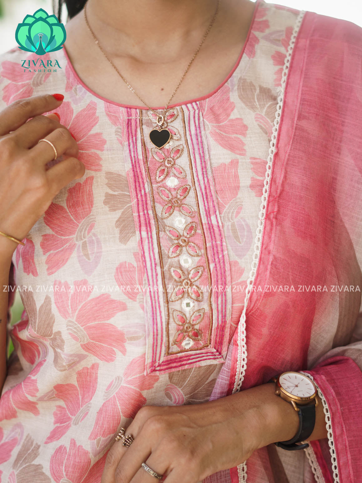 MANASA - PINK - HANDLOOM SEMI LINEN - SALWAR SUIT WITH DUPATTA - LABEL ZIVARA