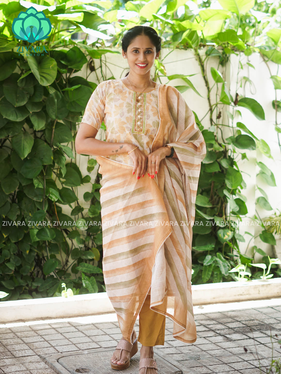 MANASA - YELLOW - HANDLOOM SEMI LINEN PATCH WORK - SALWAR SUIT WITH DUPATTA - LABEL ZIVARA