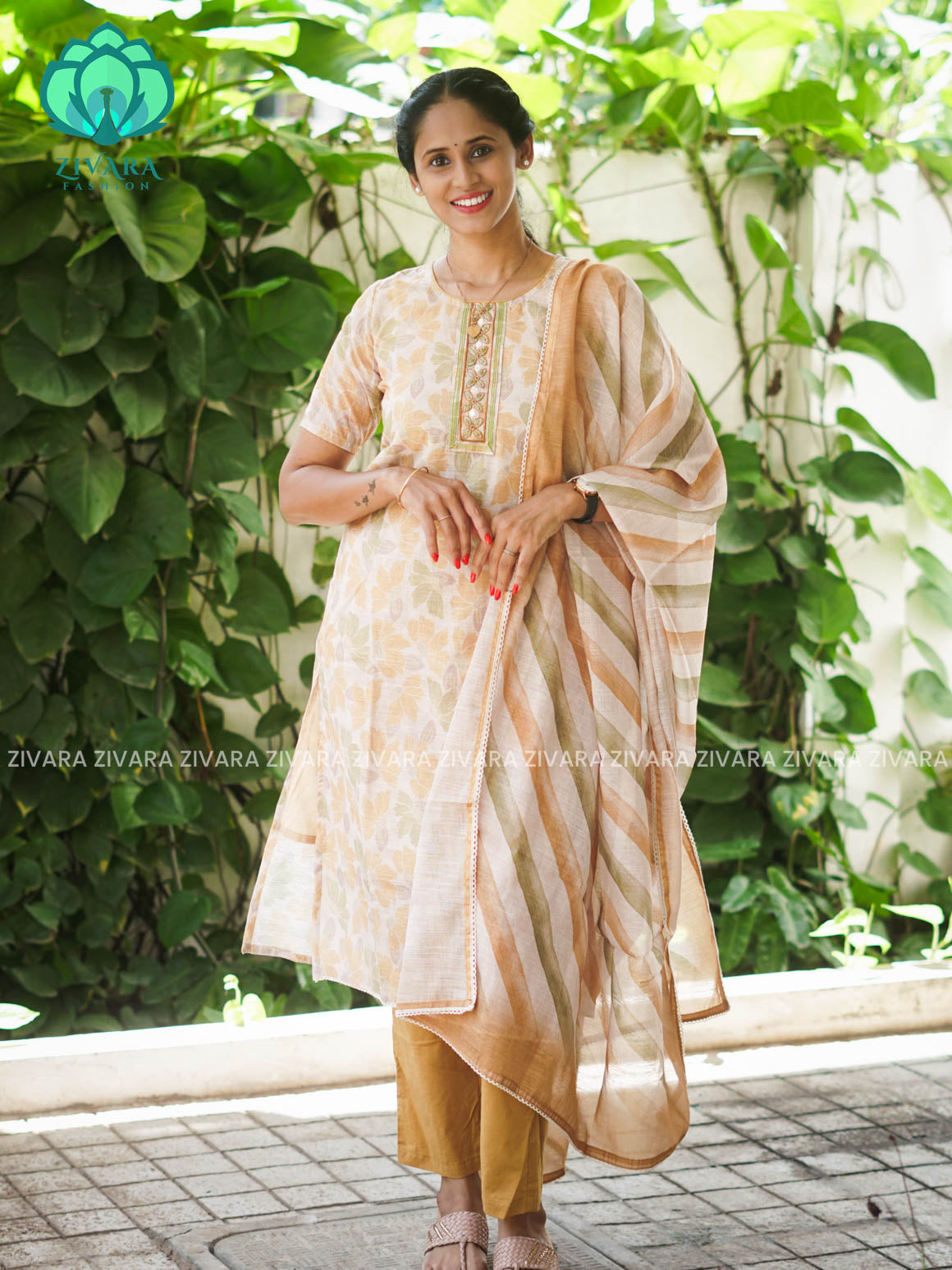 MANASA - YELLOW - HANDLOOM SEMI LINEN PATCH WORK - SALWAR SUIT WITH DUPATTA - LABEL ZIVARA