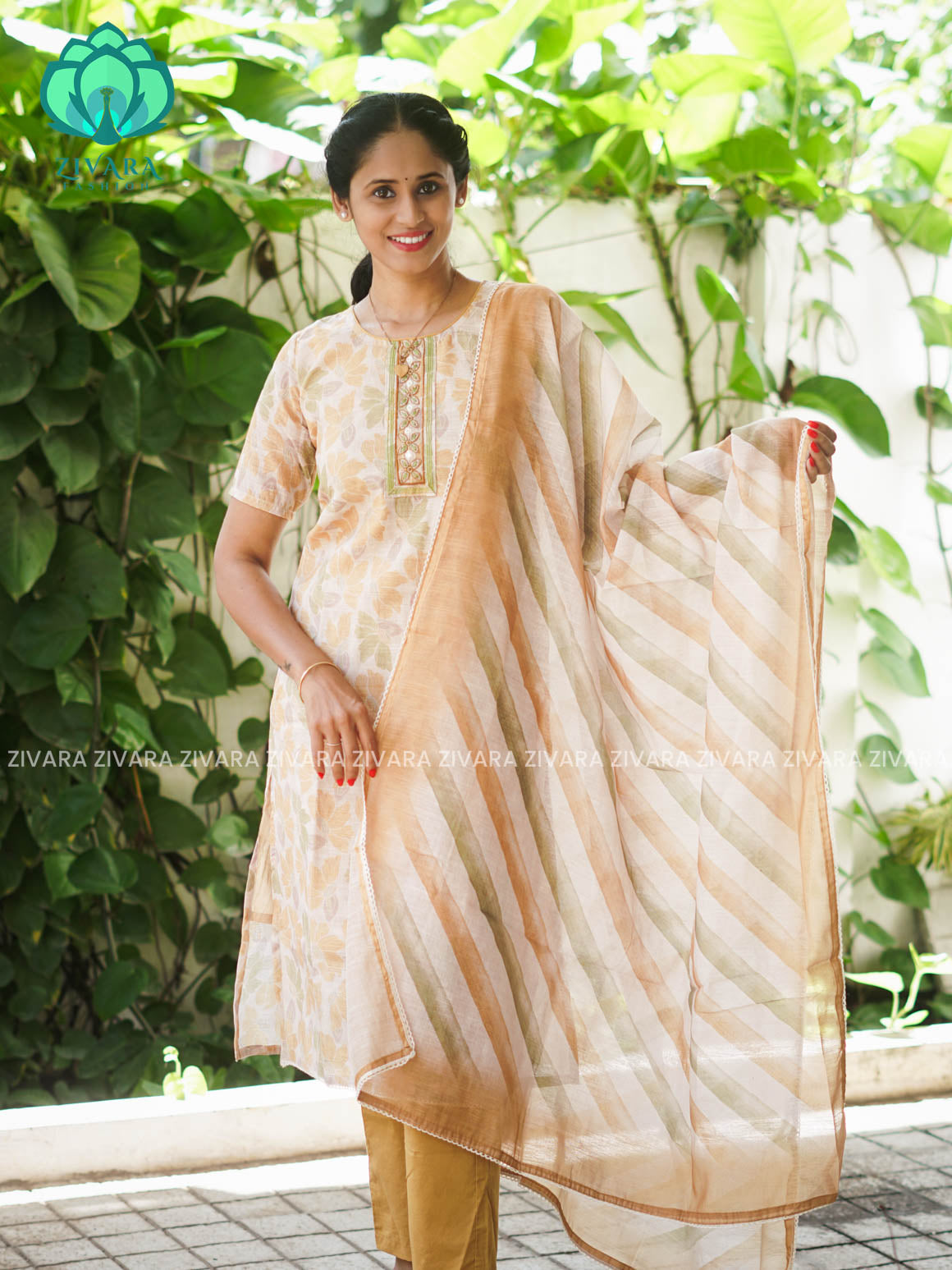 MANASA - YELLOW - HANDLOOM SEMI LINEN PATCH WORK - SALWAR SUIT WITH DUPATTA - LABEL ZIVARA