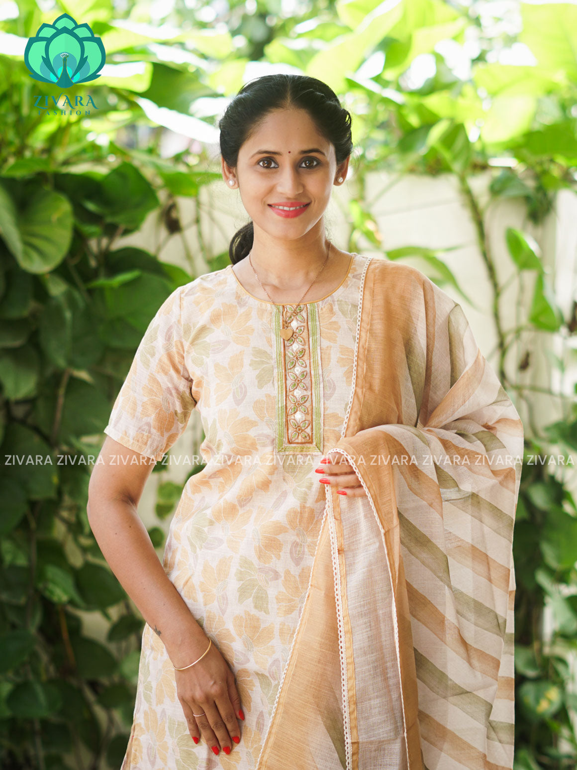 MANASA - YELLOW - HANDLOOM SEMI LINEN PATCH WORK - SALWAR SUIT WITH DUPATTA - LABEL ZIVARA