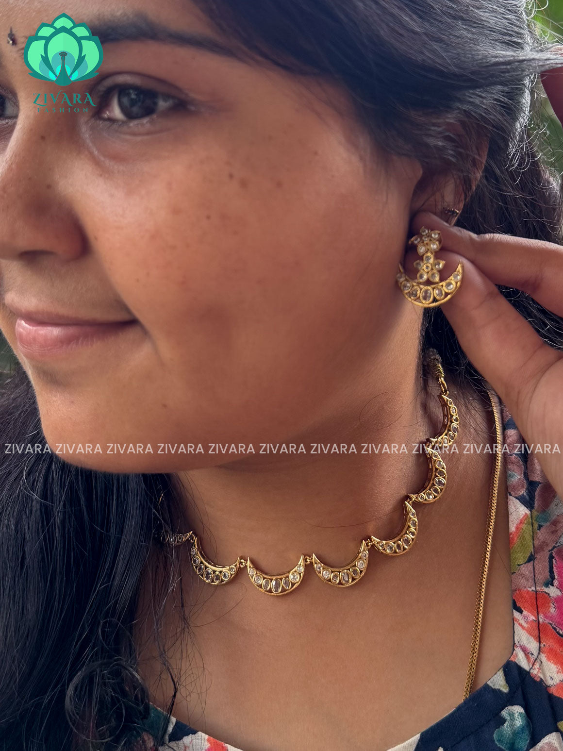 HOT SELLING WHITE MOON   - stylish and minimal elegant neckwear with earrings- Zivara Fashion