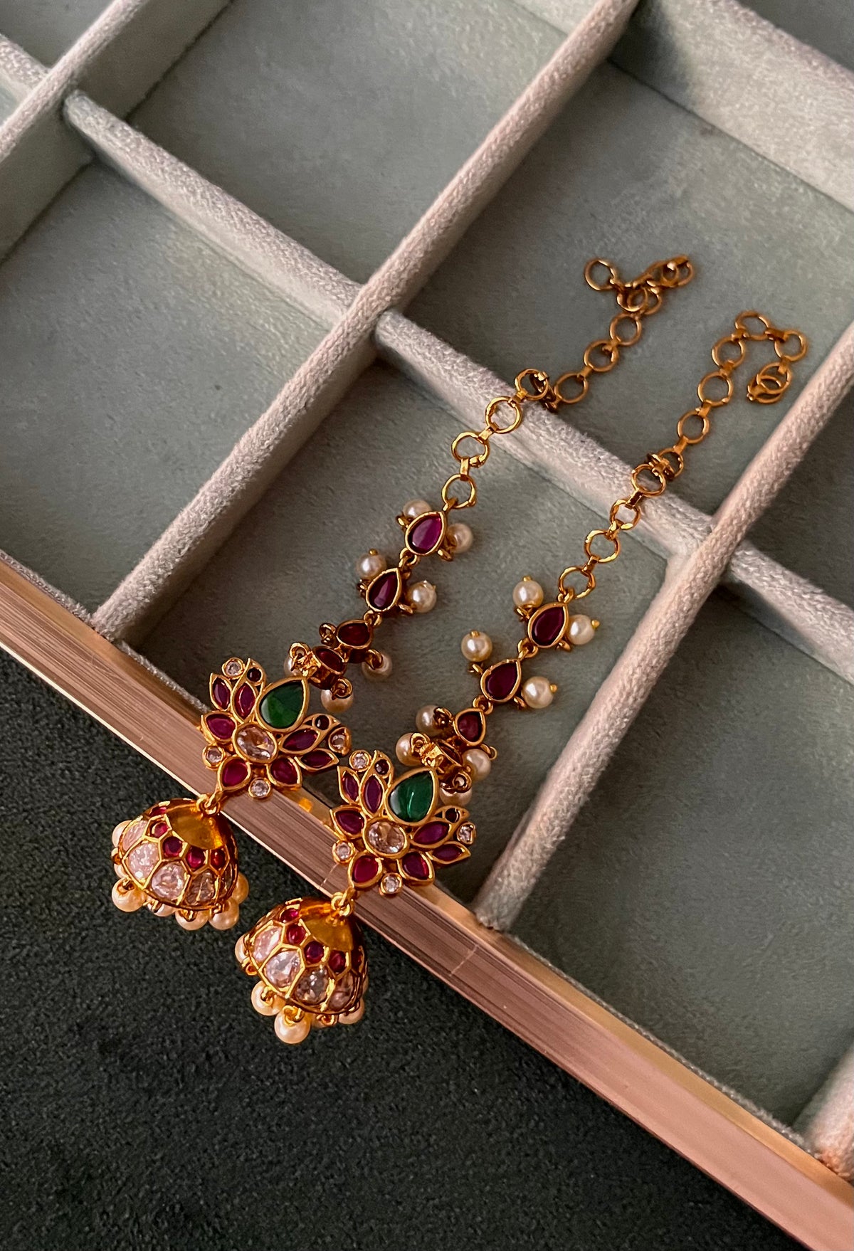 Lotus real kemp jhumka with maatal - latest jewellery collection- zivara fashion