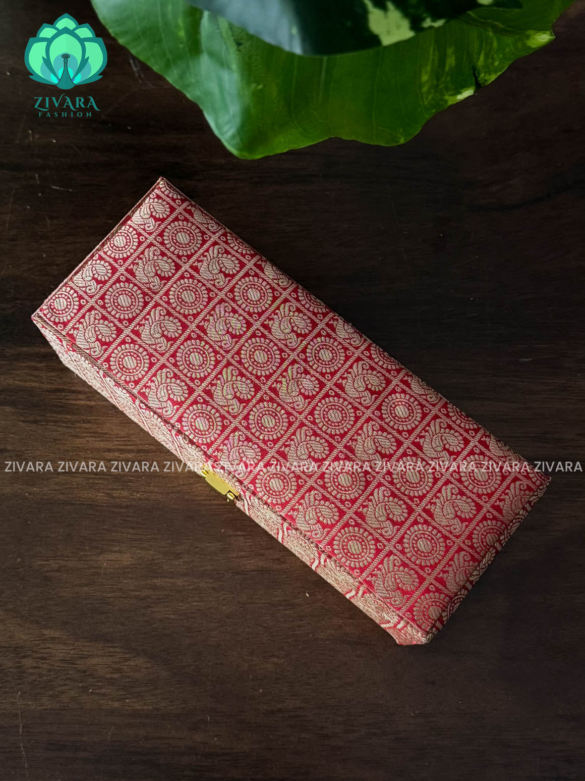 CRIMSON RED BROCADE - BANGLE BOX - JEWELLERY ORGANISER FOR GOLD JEWELLERY - ZIVARA FASHION