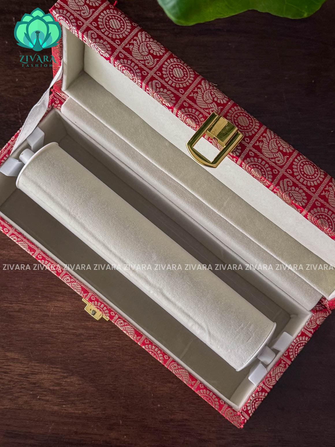 CRIMSON RED BROCADE - BANGLE BOX - JEWELLERY ORGANISER FOR GOLD JEWELLERY - ZIVARA FASHION
