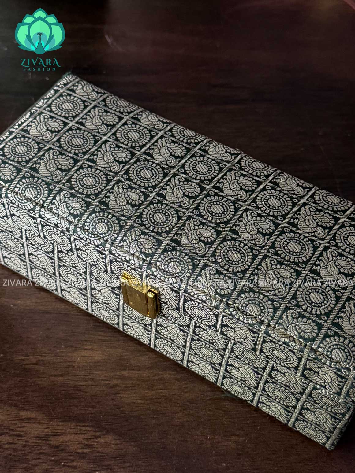 EMERALD GREEN BROCADE - BANGLE BOX - JEWELLERY ORGANISER FOR GOLD JEWELLERY - ZIVARA FASHION