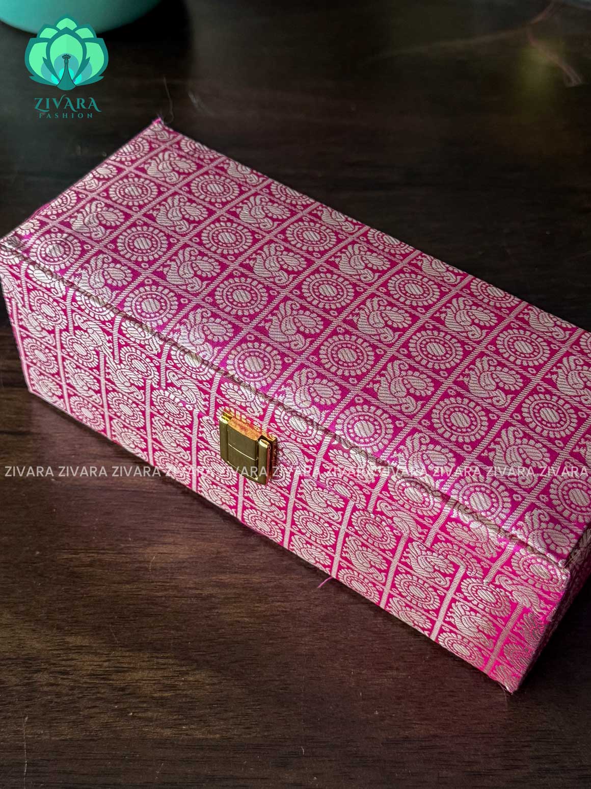 RANI PINK BROCADE - BANGLE BOX - JEWELLERY ORGANISER FOR GOLD JEWELLERY - ZIVARA FASHION