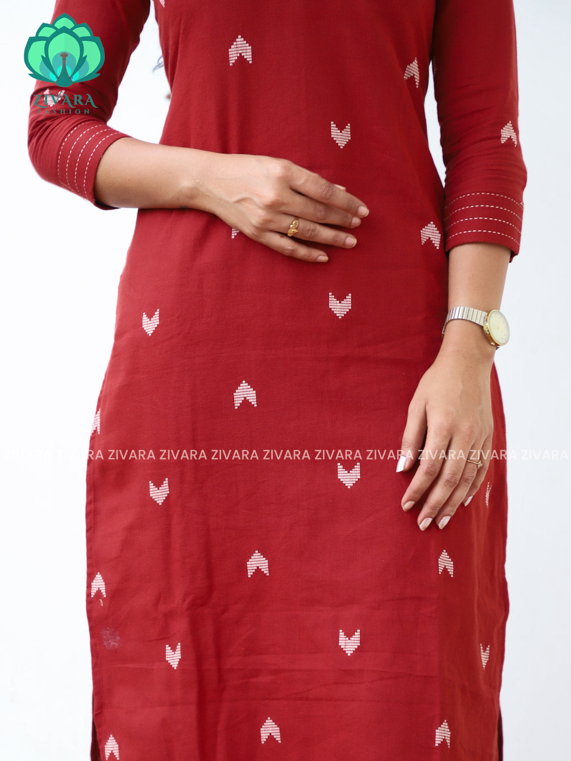 REDDISH BROWN  - Mona-  pure handloom cotton pre-washed Full length straight cut coord sets for women- Label Zivara