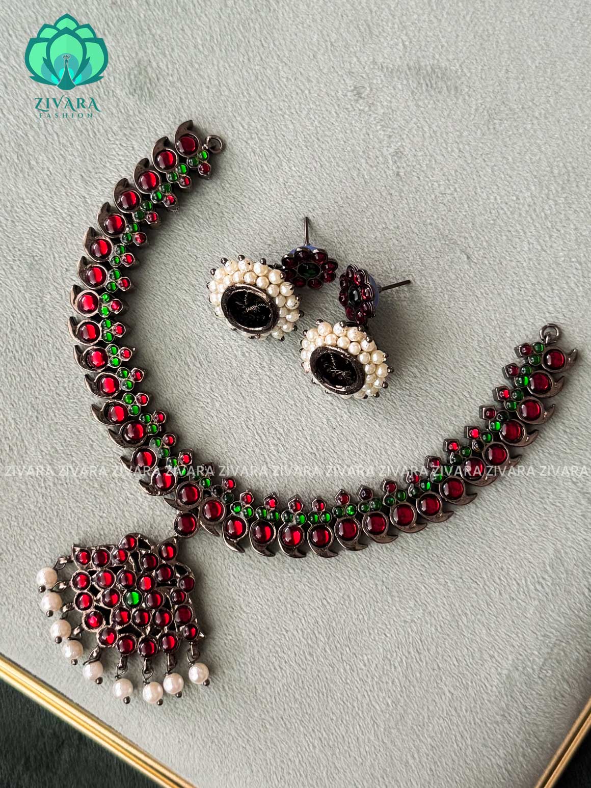 RED AND GREEN -  BLACK KEMP HANDMADE NECKWEAR  - latest kemp dance jewellery collection
