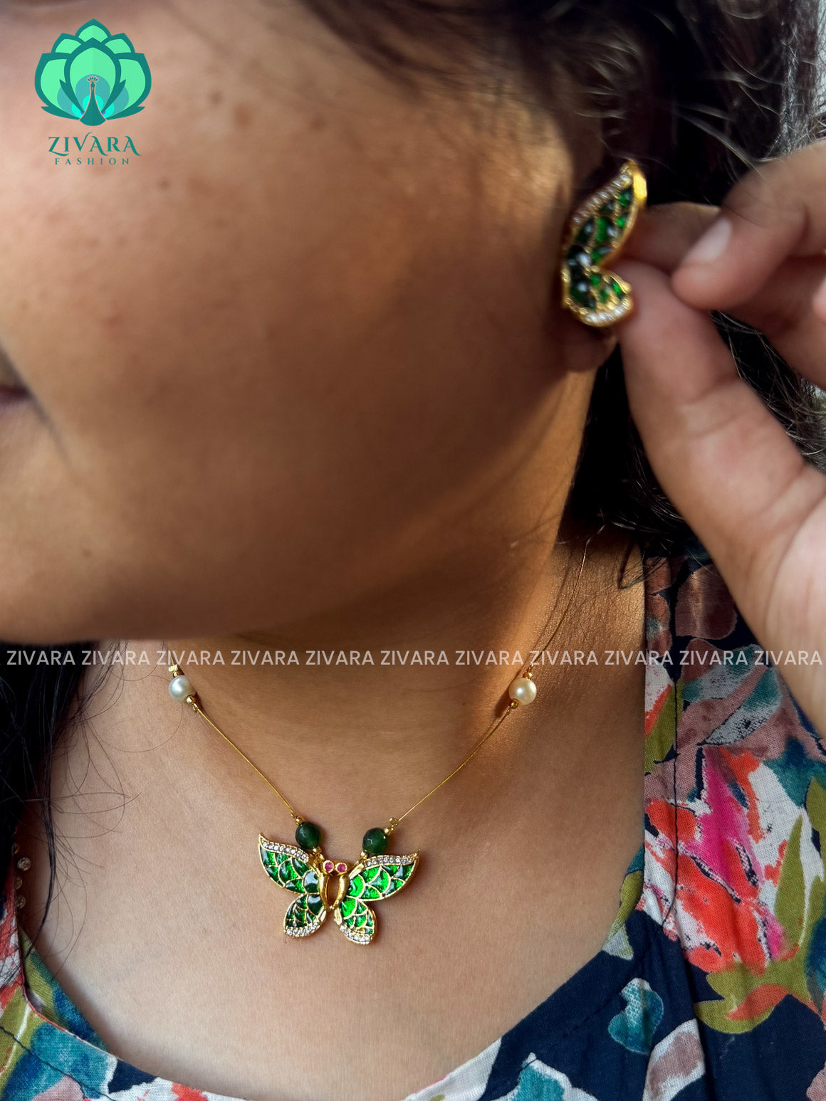 Cute butterfly pendant INVISIBLE TAMARA MINIMAL ELEGANT HANDMADE NECKLACE WITH BRILLIANT FINISH MOTIFS- ZIVARA FASHION