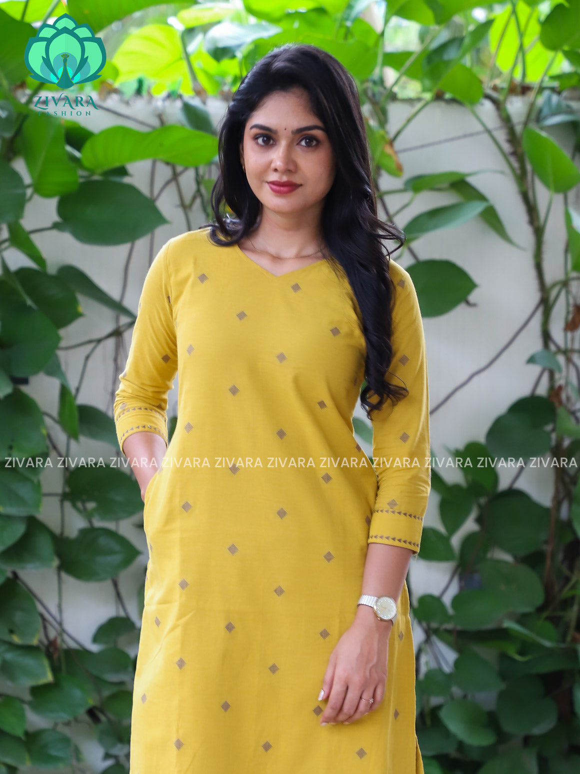 SUBTLE MUSTARD YELLOW - Mona-  pure handloom cotton pre-washed Full length straight cut coord sets for women- Label Zivara