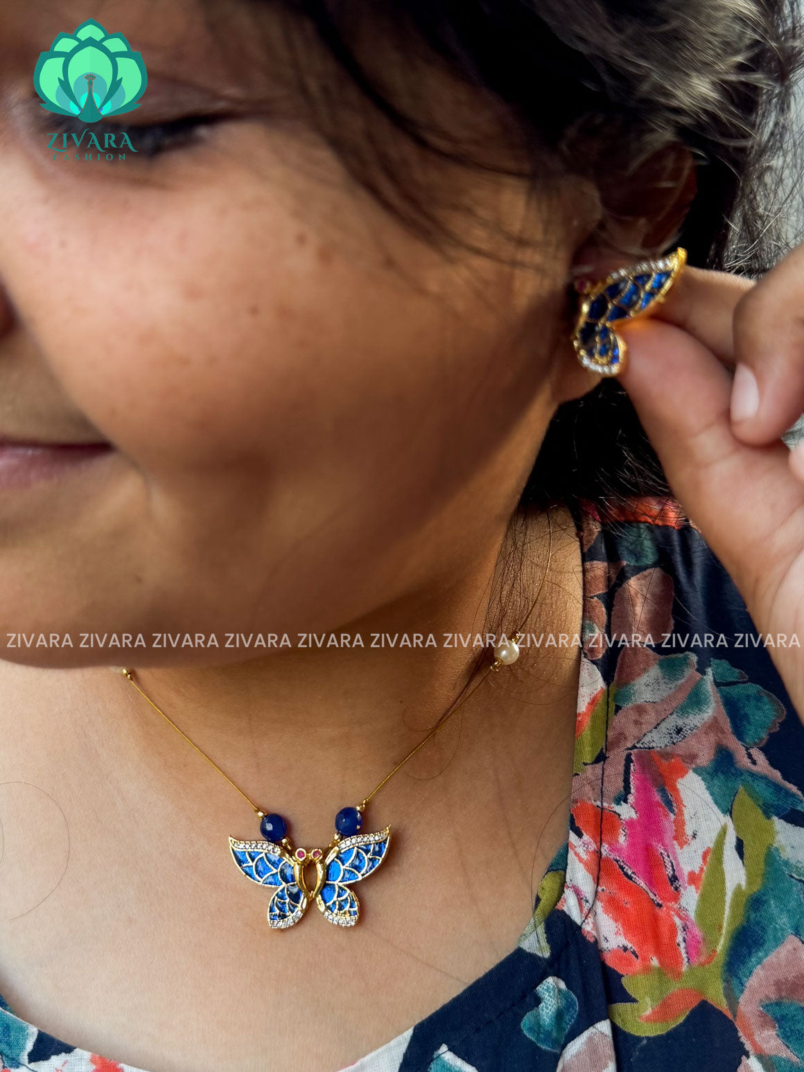 Cute butterfly pendant INVISIBLE TAMARA MINIMAL ELEGANT HANDMADE NECKLACE WITH BRILLIANT FINISH MOTIFS- ZIVARA FASHION