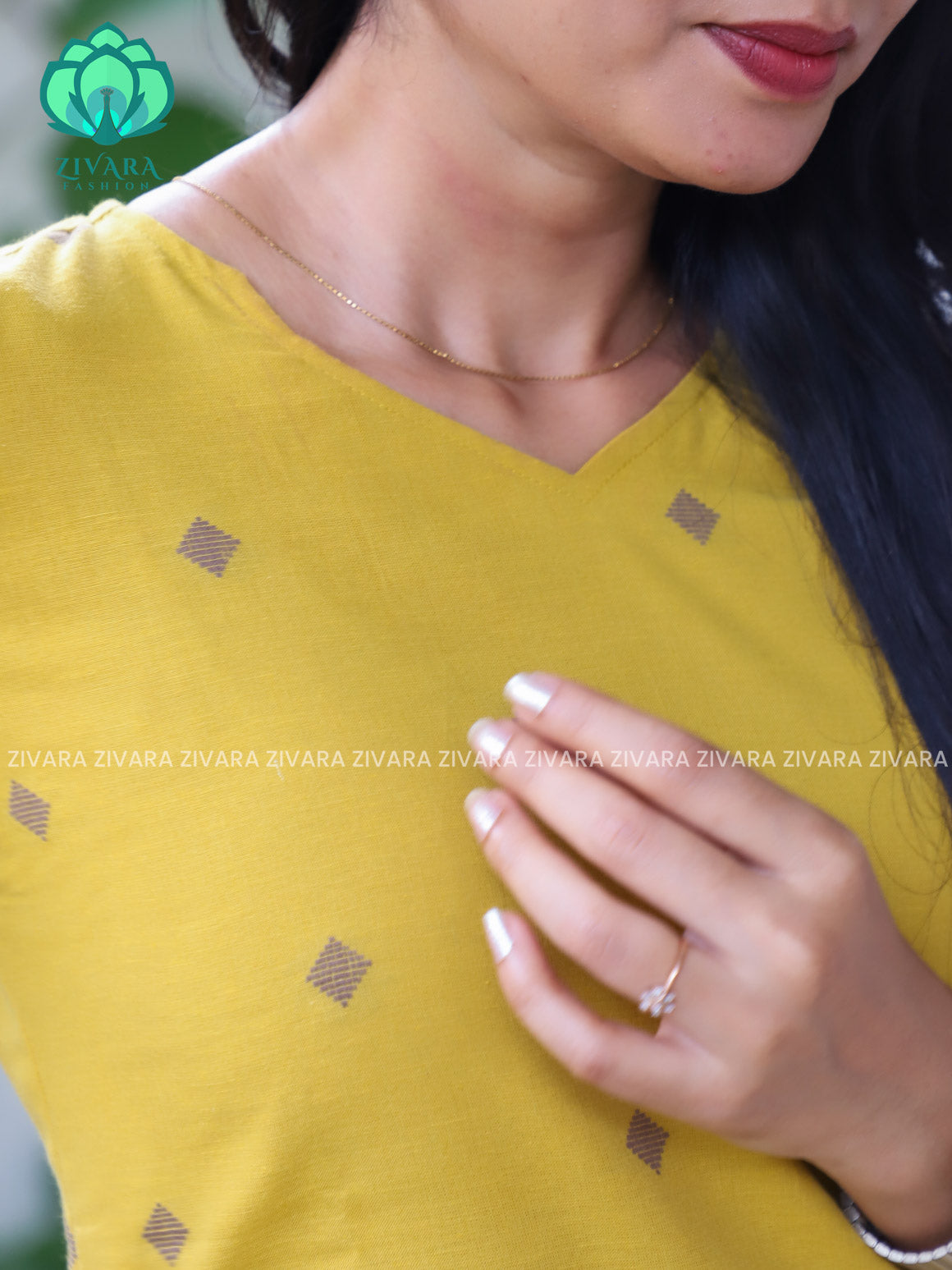 SUBTLE MUSTARD YELLOW - Mona-  pure handloom cotton pre-washed Full length straight cut coord sets for women- Label Zivara