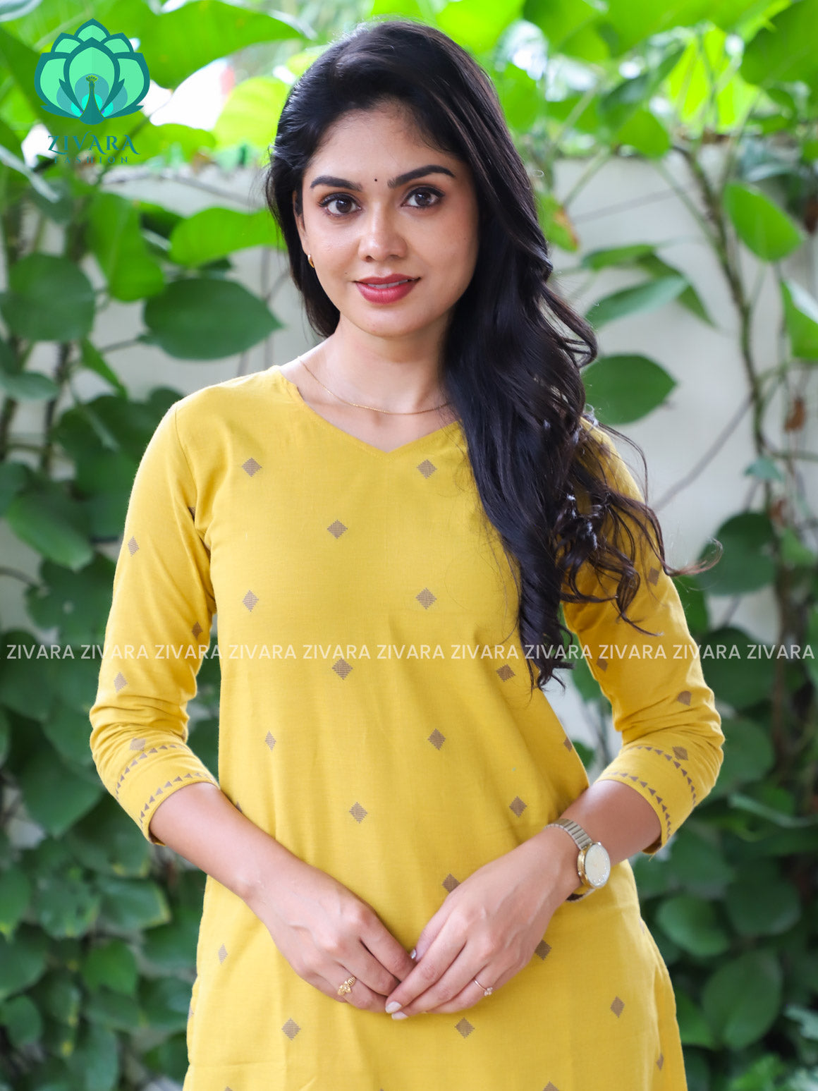 SUBTLE MUSTARD YELLOW - Mona-  pure handloom cotton pre-washed Full length straight cut coord sets for women- Label Zivara
