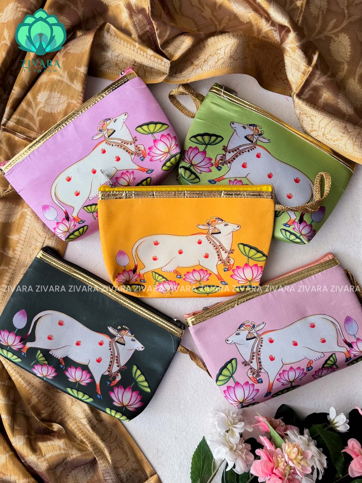 1 PIECE RANDOM PICHWAI PRINT  NAVARATRI RETURN GIFT PURSE  - ZIVARA FASHION