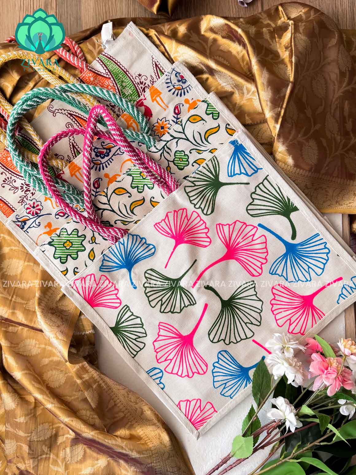 1 PIECE RANDOM FESTIVE PRINT  NAVARATRI RETURN GIFT TOTE BAG   - ZIVARA FASHION