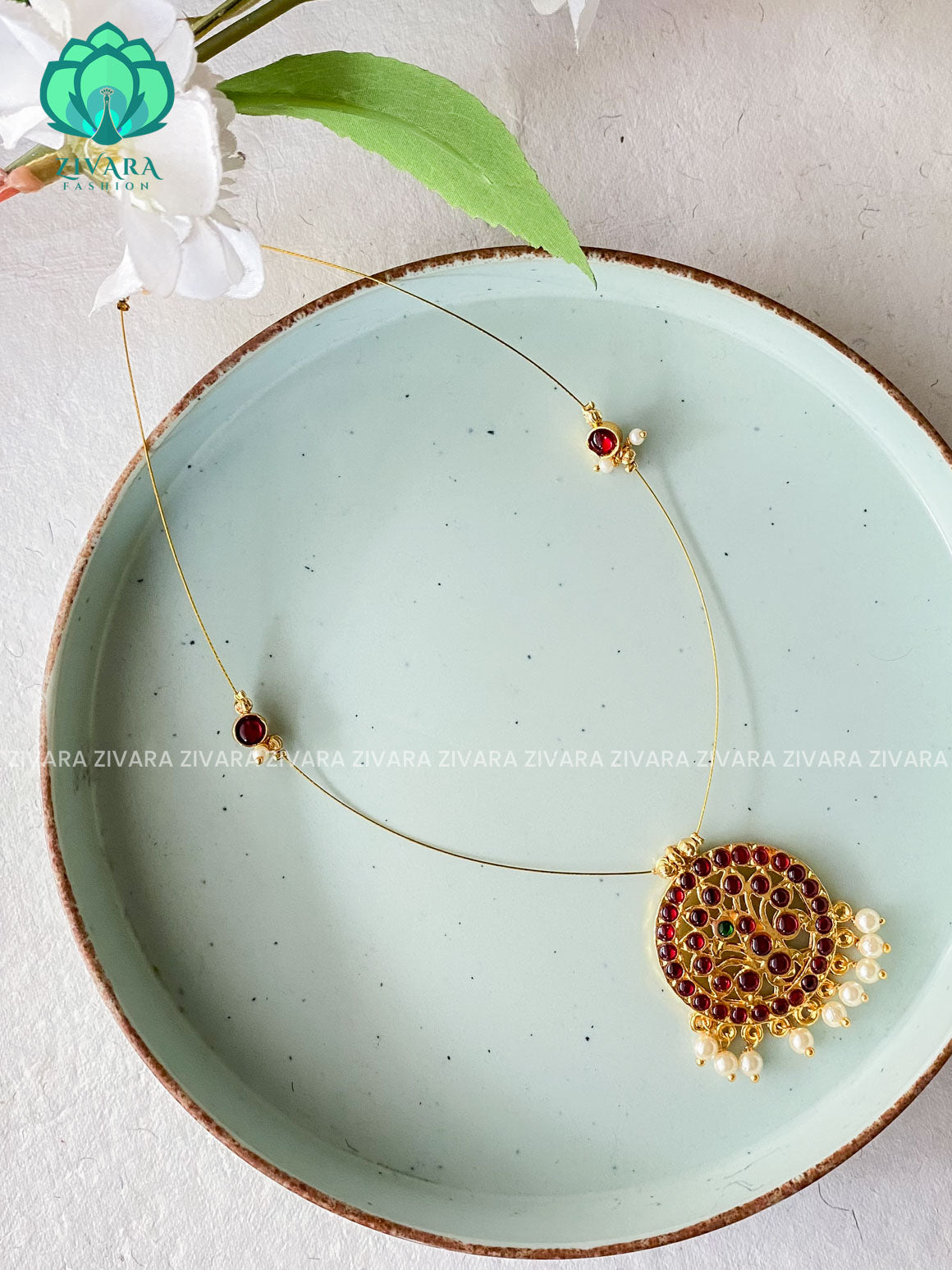Madhumathi- KEMP pendant INVISIBLE MINIMAL ELEGANT HANDMADE NECKLACE WITH BRILLIANT FINISH MOTIFS- ZIVARA FASHION