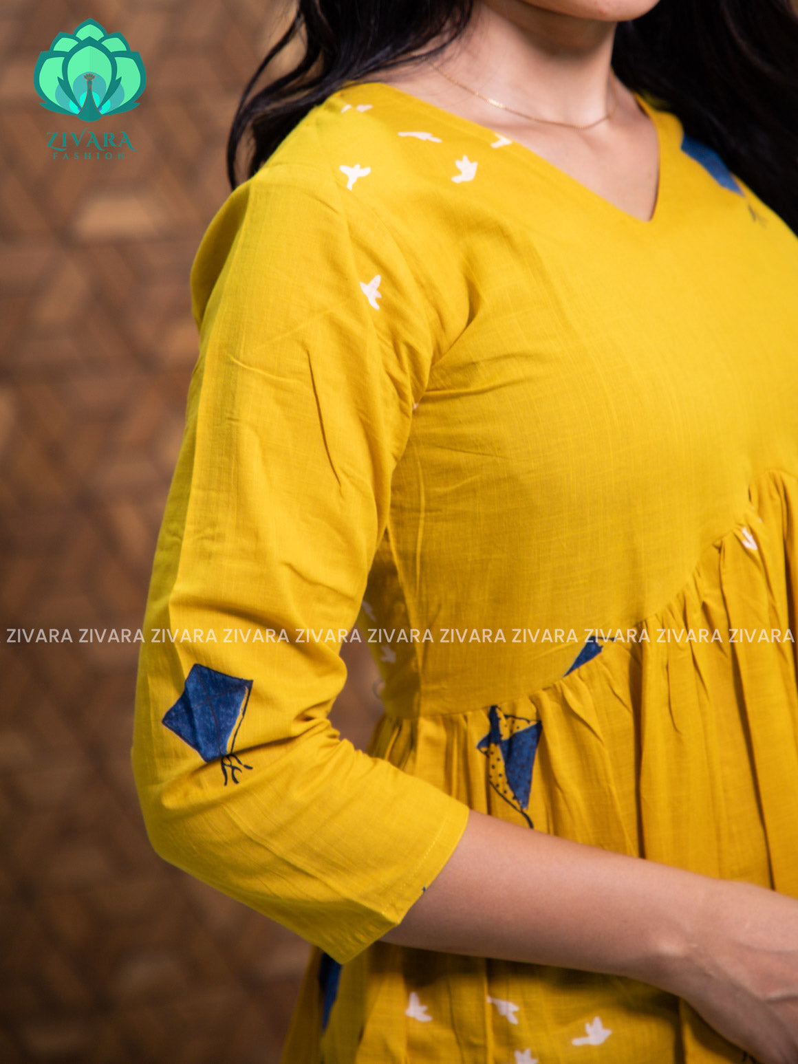 Madhu - Yellow KITE PEPLUM  Woven cotton short office wear  for women- Label Zivara