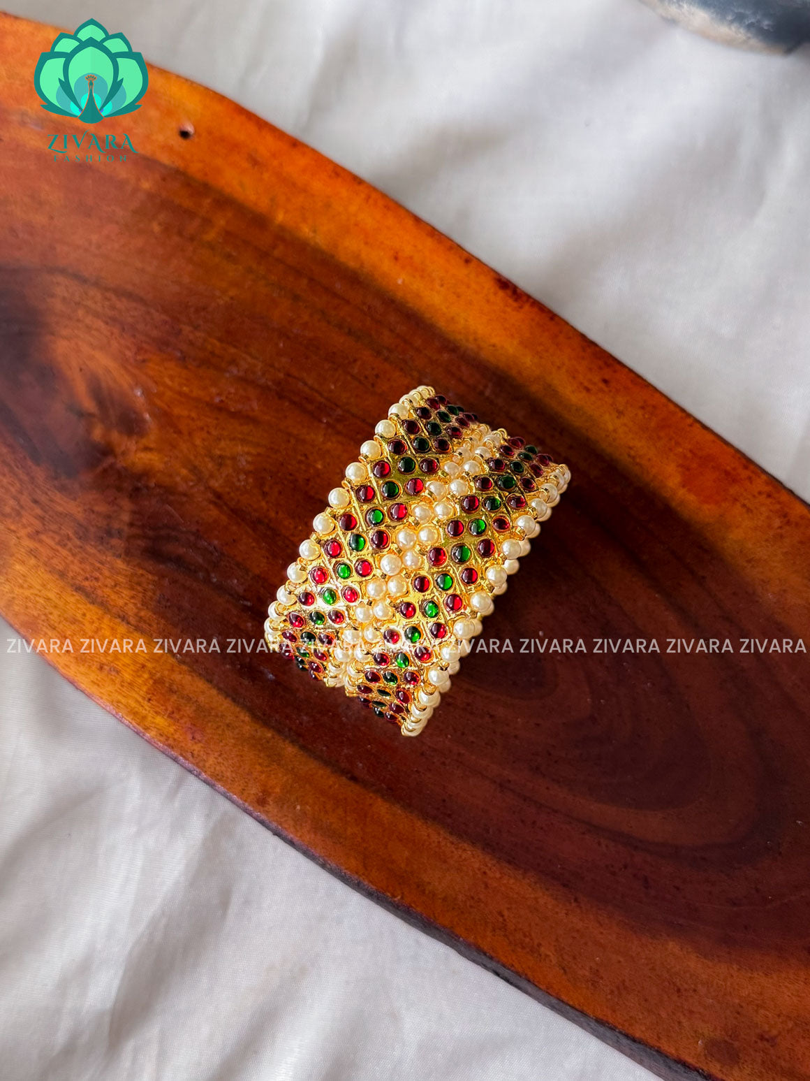 RED AND GREEN - 2 PIECE BHARATHANATYAM DANCE KEMP BANGLES  -ZIVARA FASHION