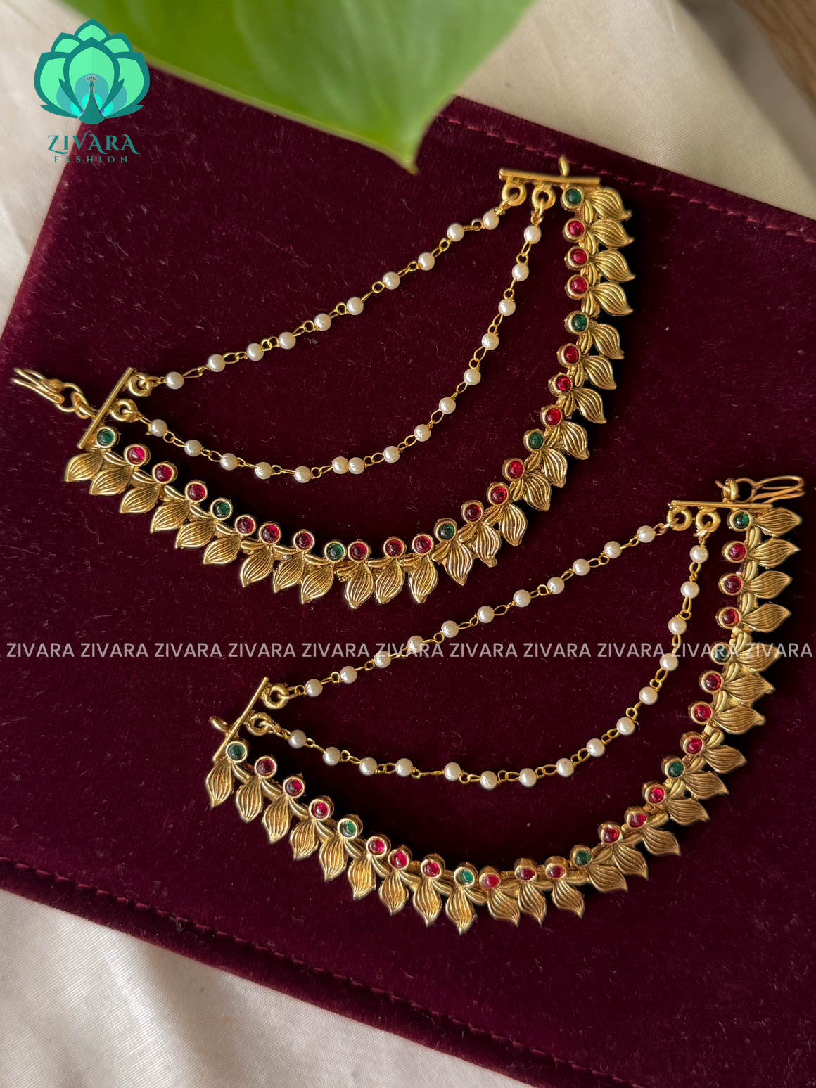 3 layer MATTE FINISH  earchains/maatals- bridal accessory- zivara fashion-latest jewellery collection