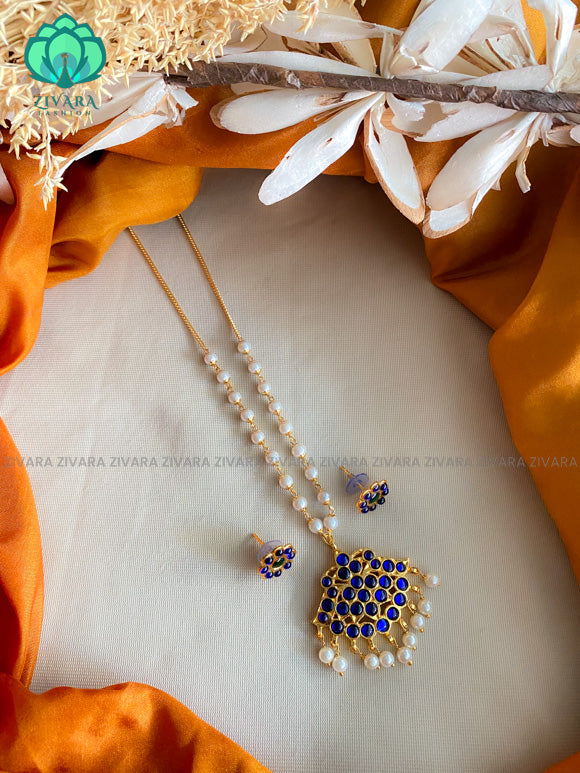 BLUE - SIMPLE PENDANT KEMP HANDMADE CHAINS - ZIVARA FASHION