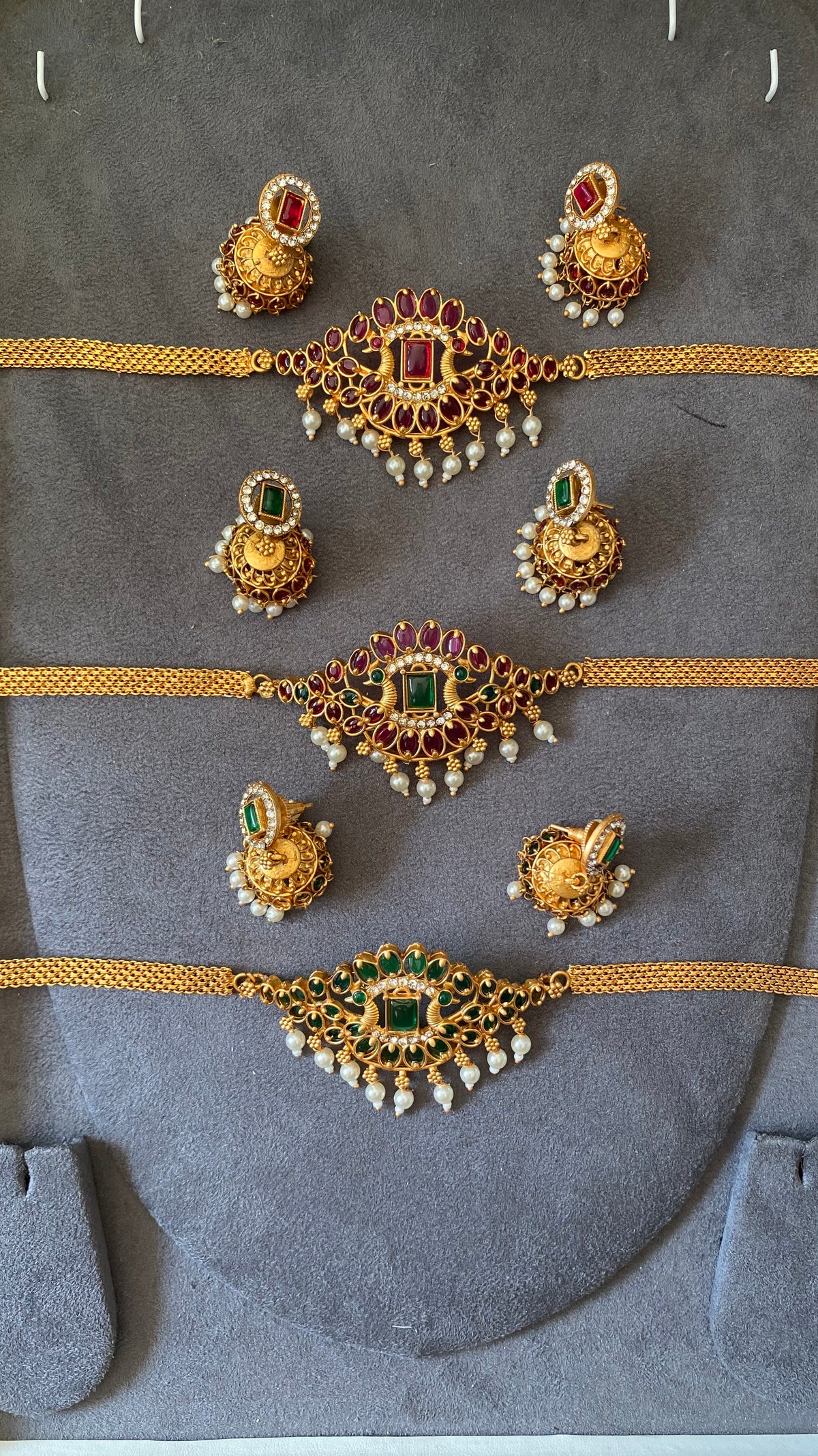 Cute matte finish simple choker with jhumka-latest south indian jewellery