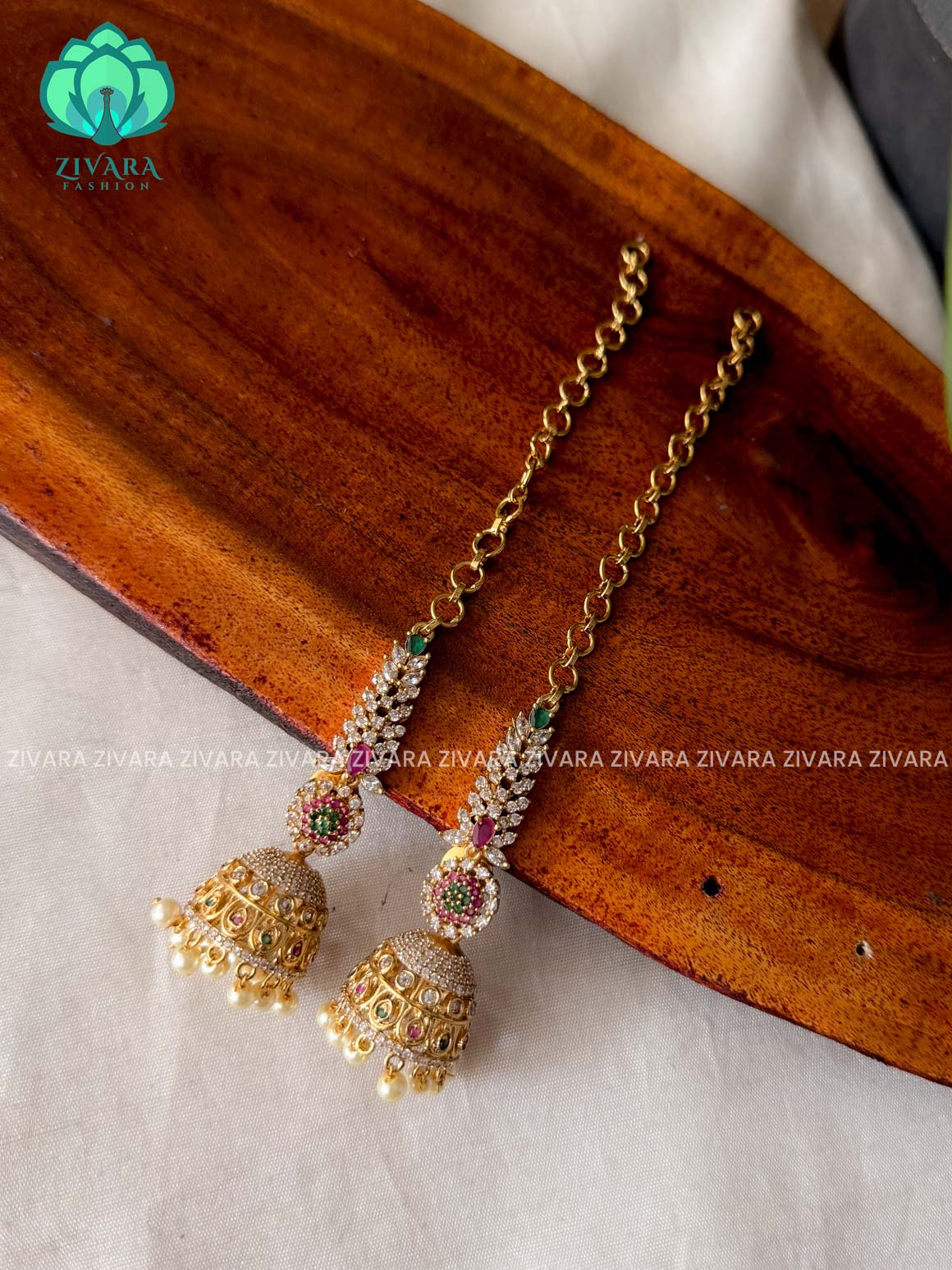 Ad stone  big  sized - TRADITIONAL PREMIUM MATTE  polish JHUMKA with maatal- latest jewellery collection- zivara fashion