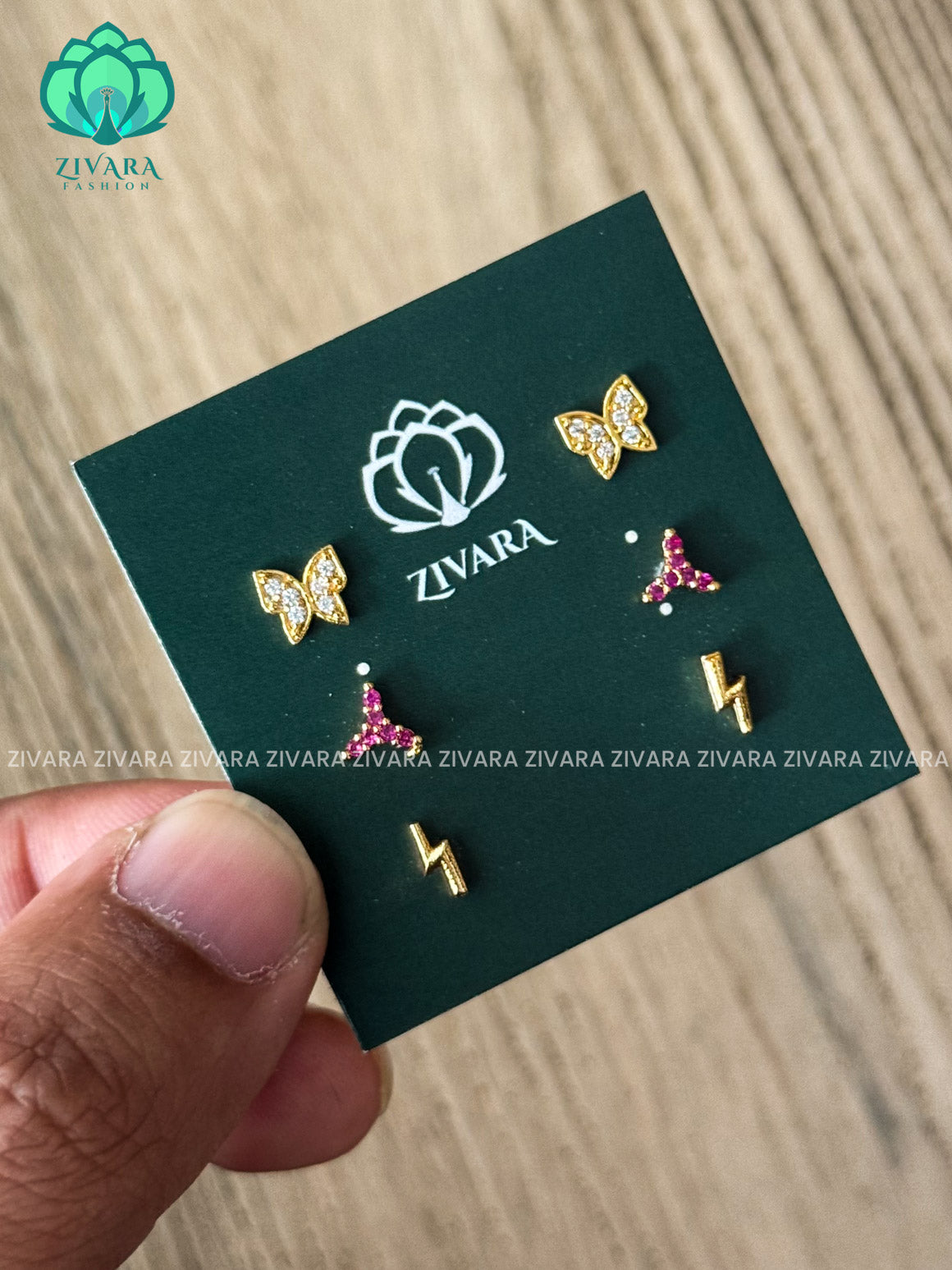 ZYRA-Pack of 3 Small studs /nosepin  - latest jewellery collection- zivara fashion