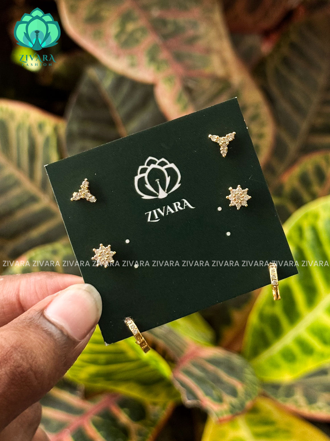 ZYRA-Pack of 3 Small studs /nosepin  - latest jewellery collection- zivara fashion