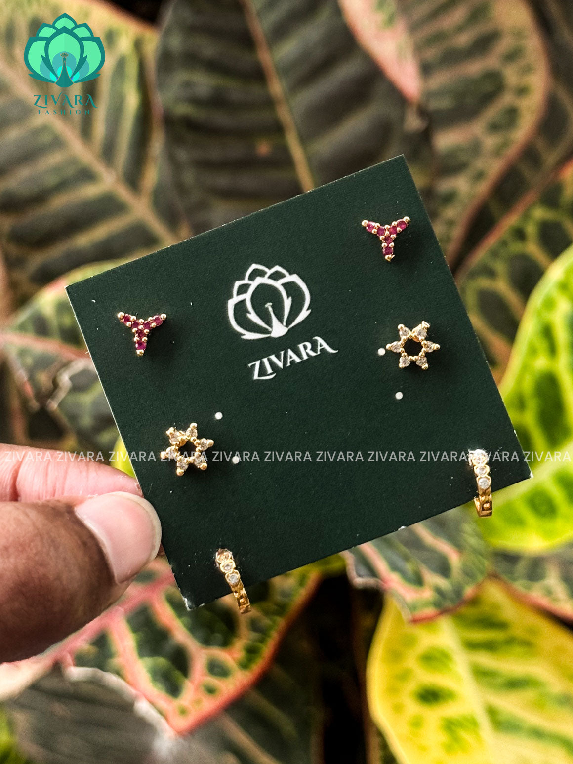 ZYRA-Pack of 3 Small studs /nosepin  - latest jewellery collection- zivara fashion