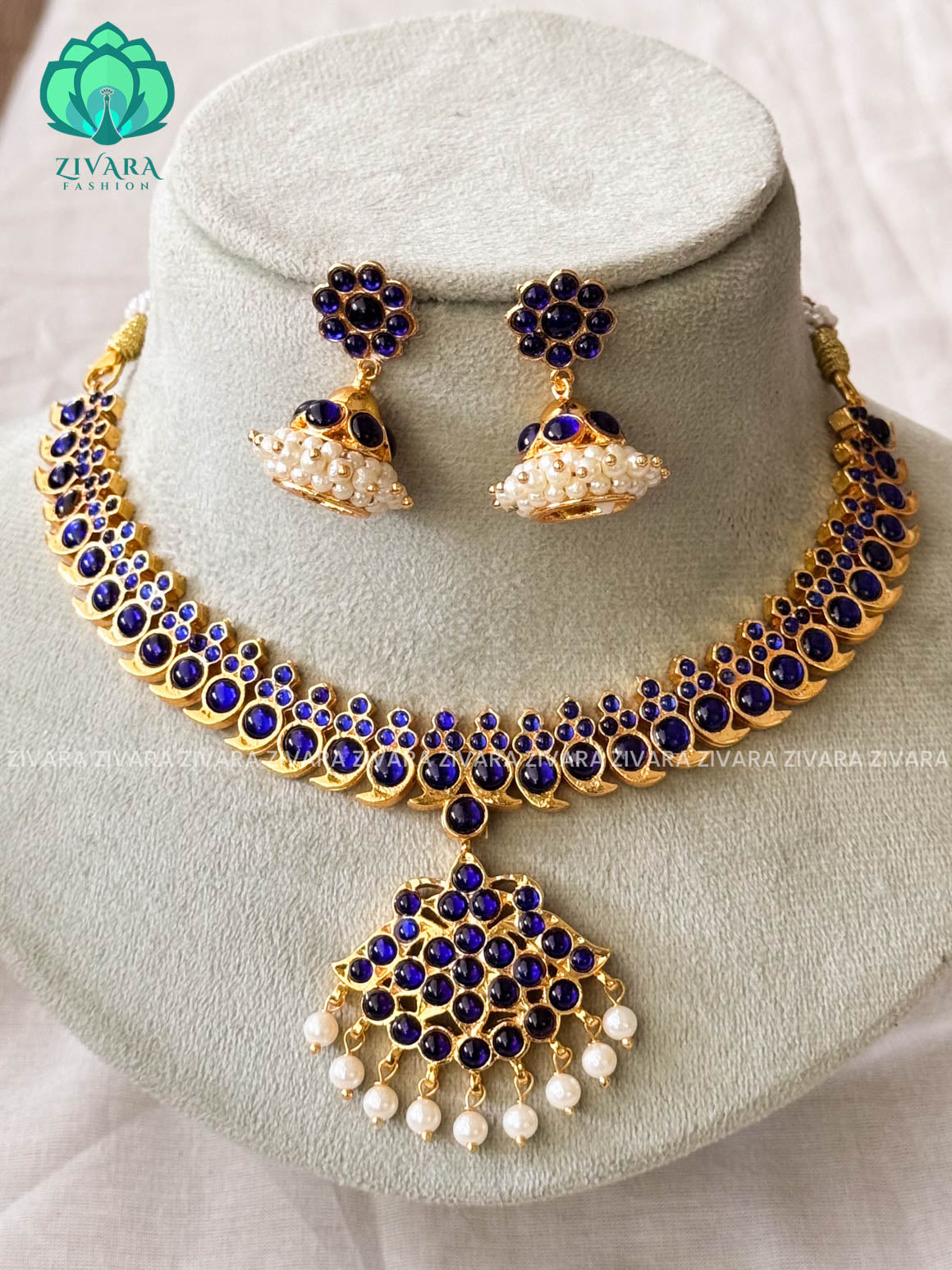 BLUE - ANUJA - HANDMADE NECKWEAR WITH EARRINGS  - latest kemp dance jewellery collection