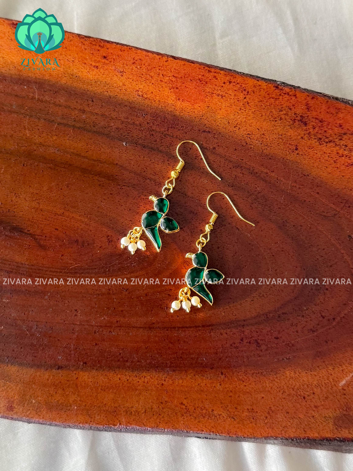 Green - Tamara Cute enamel parrot dangler (1 inch) - latest jewellery collection- zivara fashion