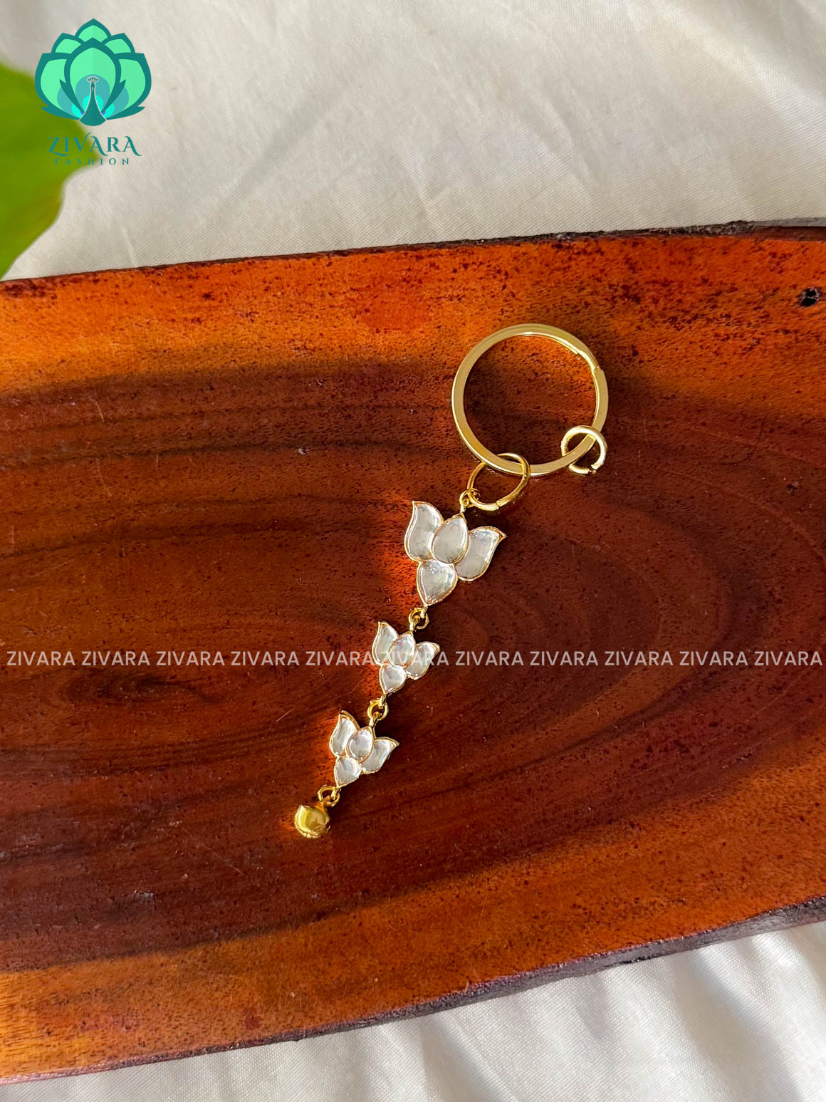 WHITE - Lotus- Tamara Premium quality metal keychain - Unique return gift options- Zivara Fashion