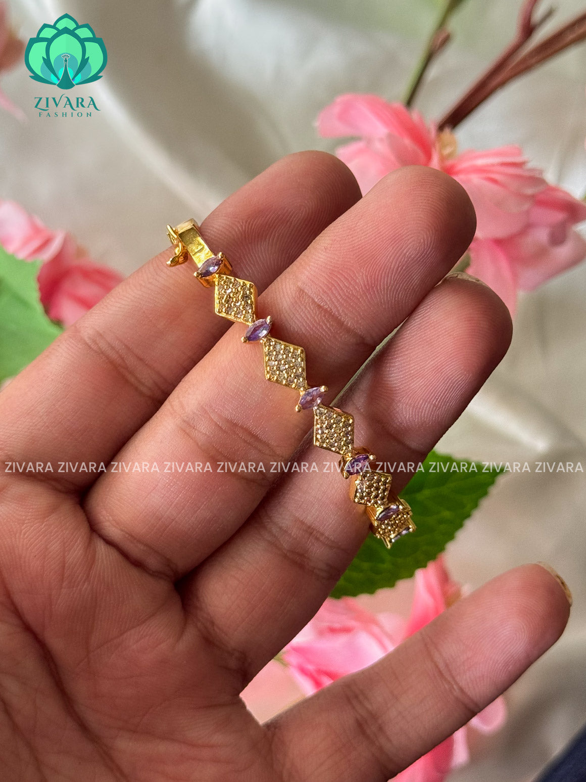 Purple 1  piece free size KADA -Premium gold finish kada bangle- latest jewellery collection- Zivara Fashion