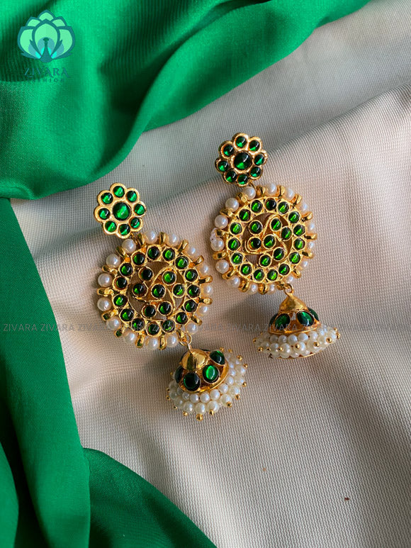 GREEN - KOMALA  - HANDMADE JHUMKAS - latest kemp dance jewellery collection