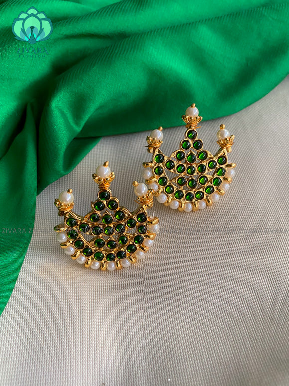 GREEN - PIRAI  STUDS- HANDMADE EARRINGS - latest kemp dance jewellery collection