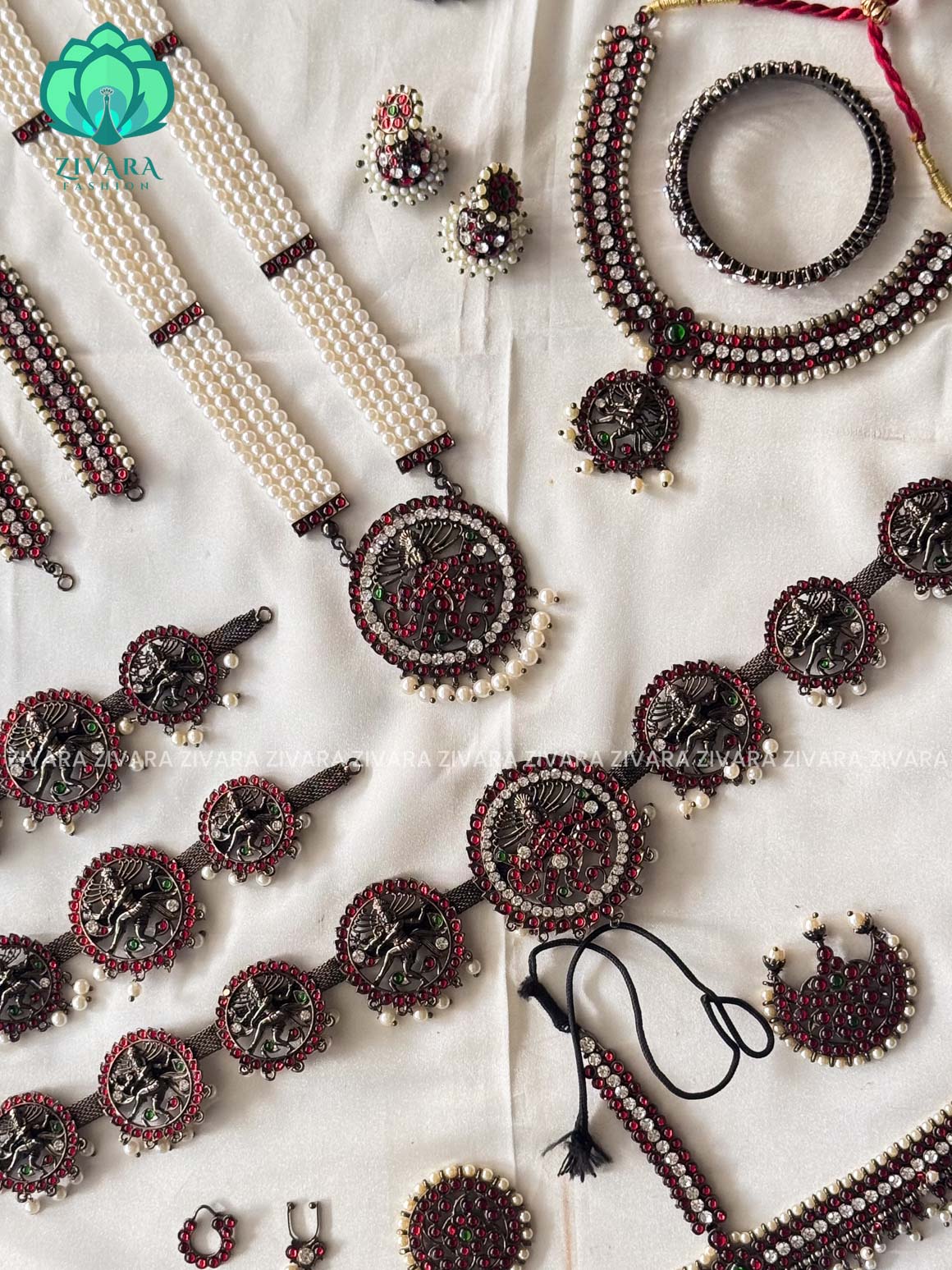 Nataraj- Black polish full bharathanatyam dance set  - latest kemp dance jewellery collection