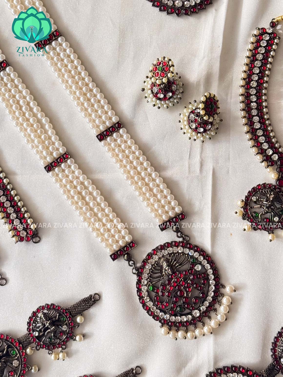 Nataraj- Black polish full bharathanatyam dance set  - latest kemp dance jewellery collection