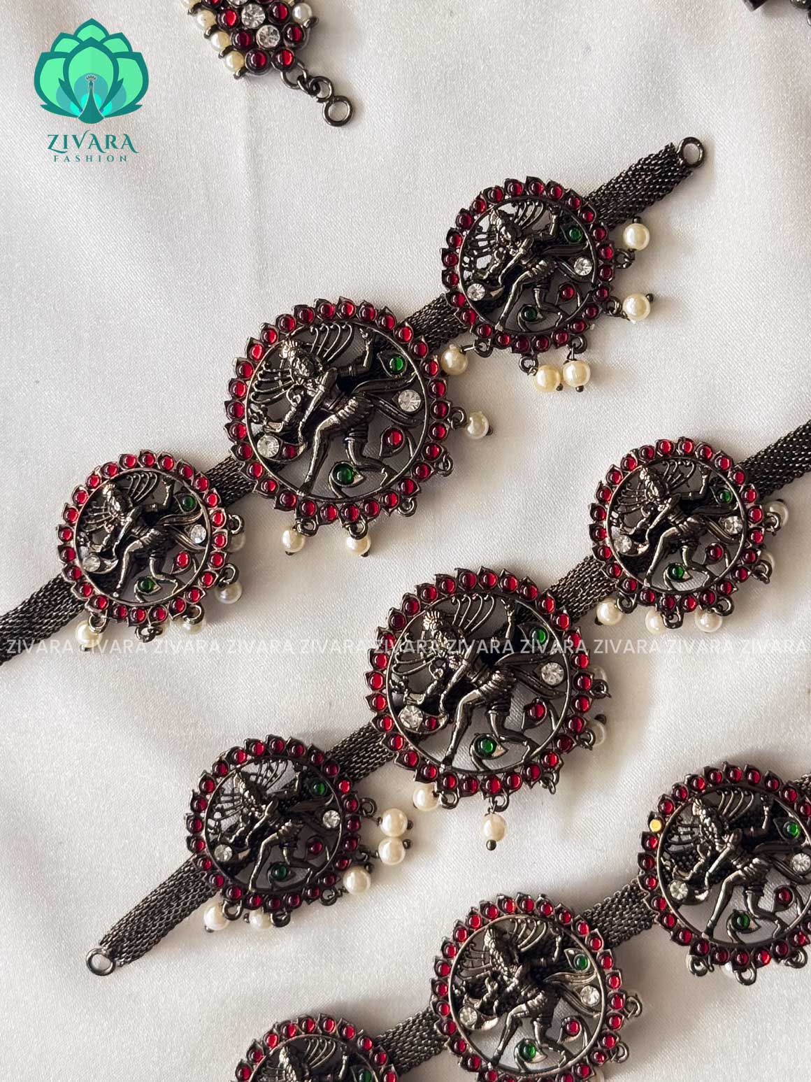 Nataraj- Black polish full bharathanatyam dance set  - latest kemp dance jewellery collection